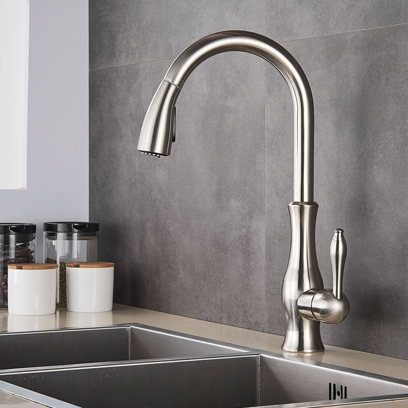 Brass Kitchen Faucet Pull Out Mixer Tap with 360° Rotation Handle-Orizon Depot