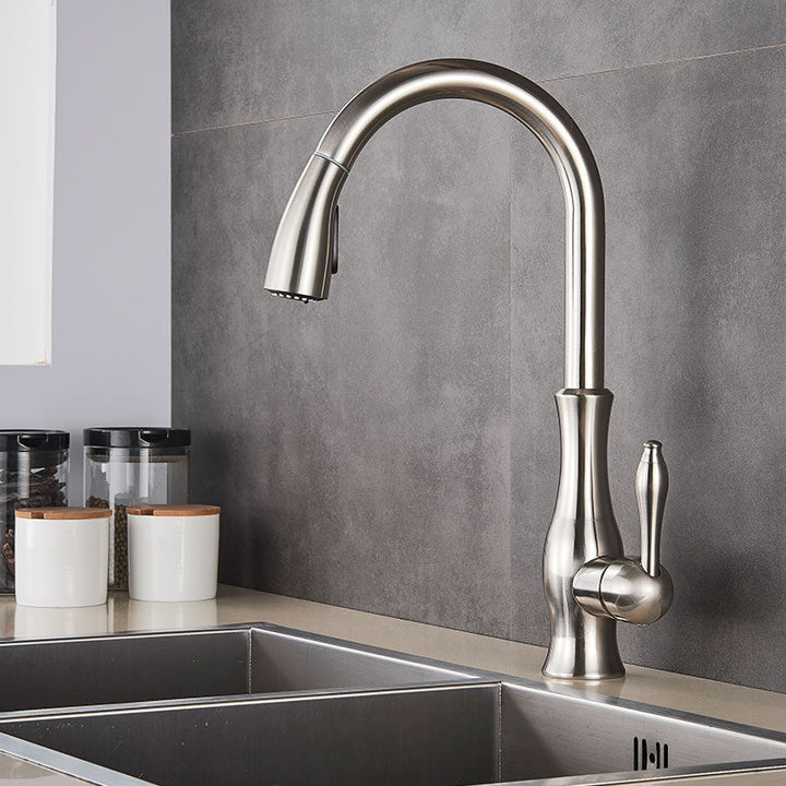 Brass Kitchen Faucet Pull Out Mixer Tap with 360° Rotation Handle-Orizon Depot