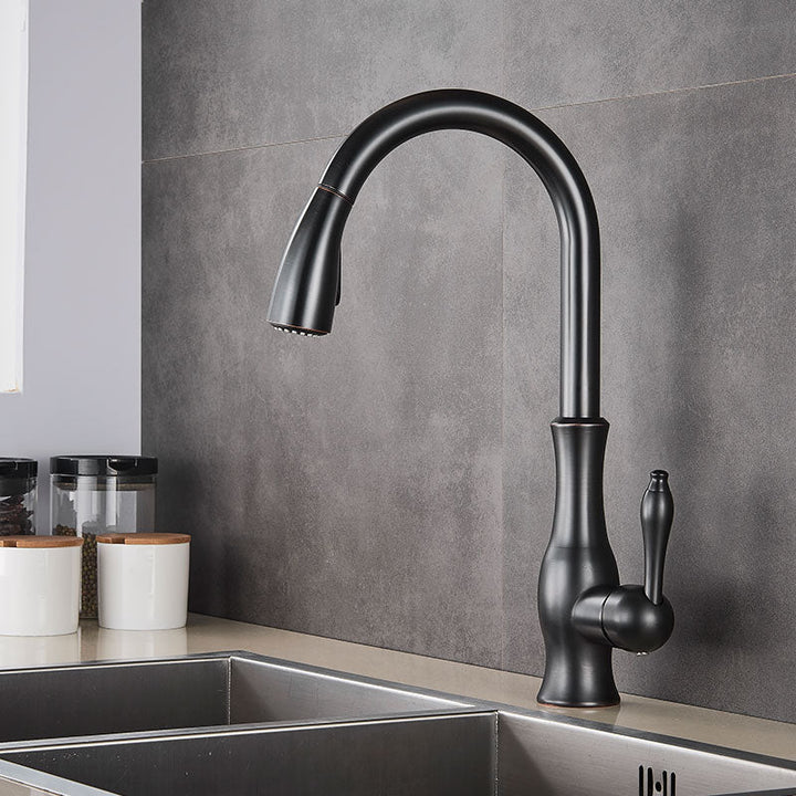 Brass Kitchen Faucet Pull Out Mixer Tap with 360° Rotation Handle-Orizon Depot