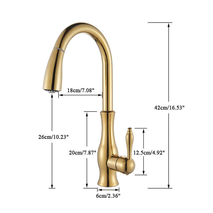 Brass Kitchen Faucet Pull Out Mixer Tap with 360° Rotation Handle-Orizon Depot