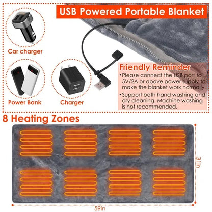 USB Electric Heated Blanket Poncho with Adjustable Temperature Control