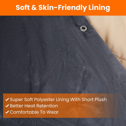 USB Heated Electric Blanket with Poncho, Pockets, and Hand Openings
