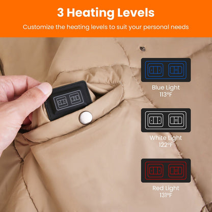 USB Heated Electric Blanket with Poncho, Pockets, and Hand Openings
