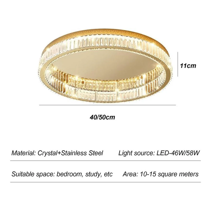 Elegant Round Crystal Ceiling Light with Gold Finish