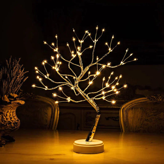 Adjustable LED Tree Lamp with Warm Light for Home and Tabletop Use