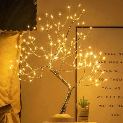 Adjustable LED Tree Lamp with Warm Light for Home and Tabletop Use