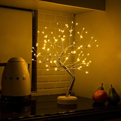 Adjustable LED Tree Lamp with Warm Light for Home and Tabletop Use