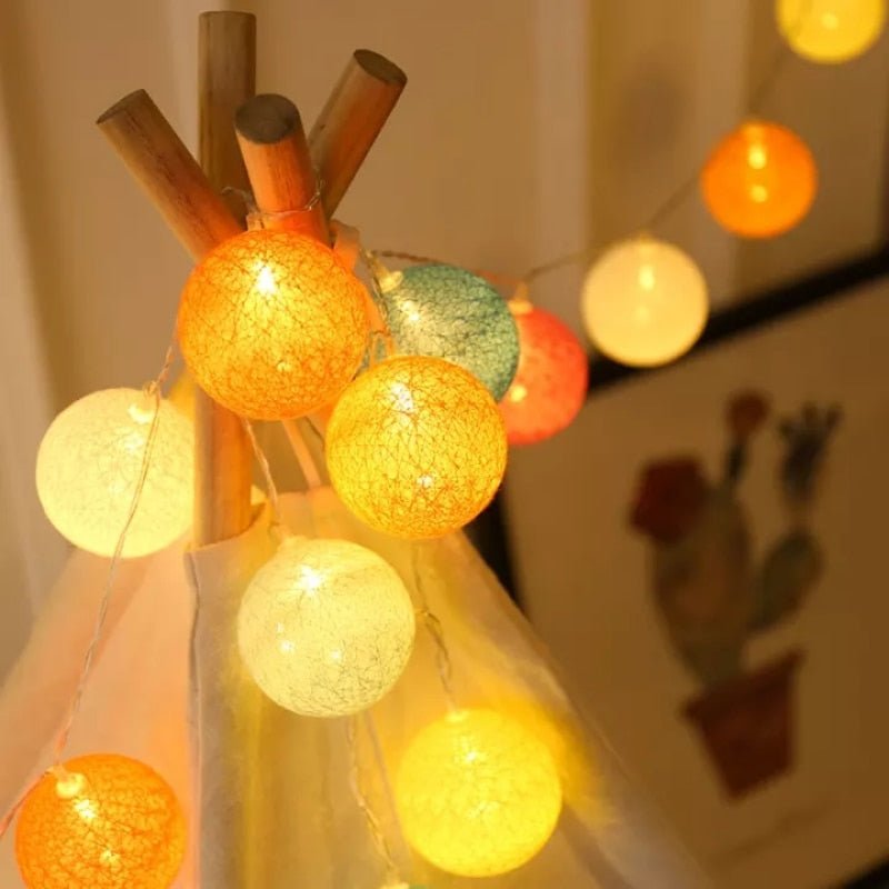 LED Cotton Ball Garland Lights for Home Decor-Orizon Depot