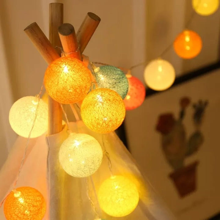 LED Cotton Ball Garland Lights for Home Decor-Orizon Depot