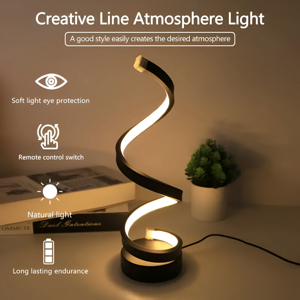 Spiral Design LED Table Lamp with Adjustable Color Temperature