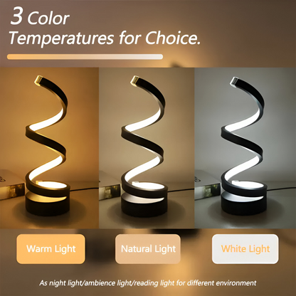 Spiral Design LED Table Lamp with Adjustable Color Temperature