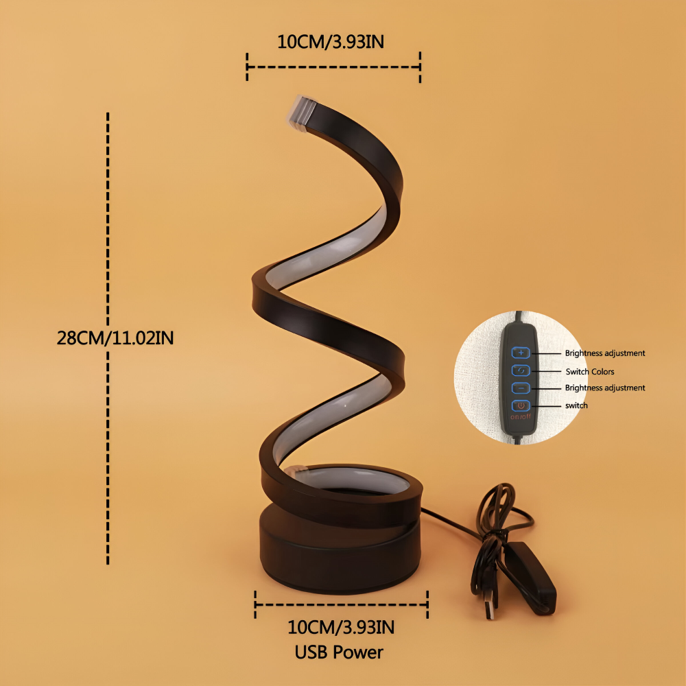 Spiral Design LED Table Lamp with Adjustable Color Temperature