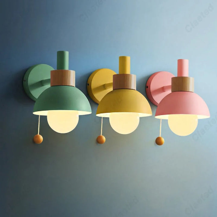 Minimalist Wood Accent Wall Lamp with Pull-Switch Design