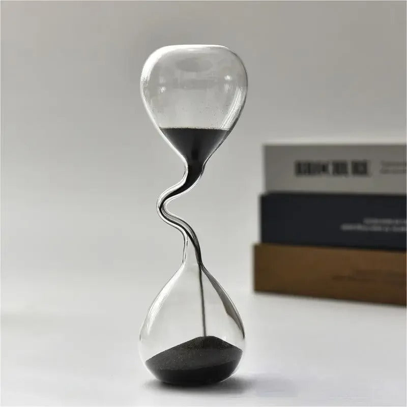 Curvy Black Hourglass Glass for Elegant Home Decor-Orizon Depot