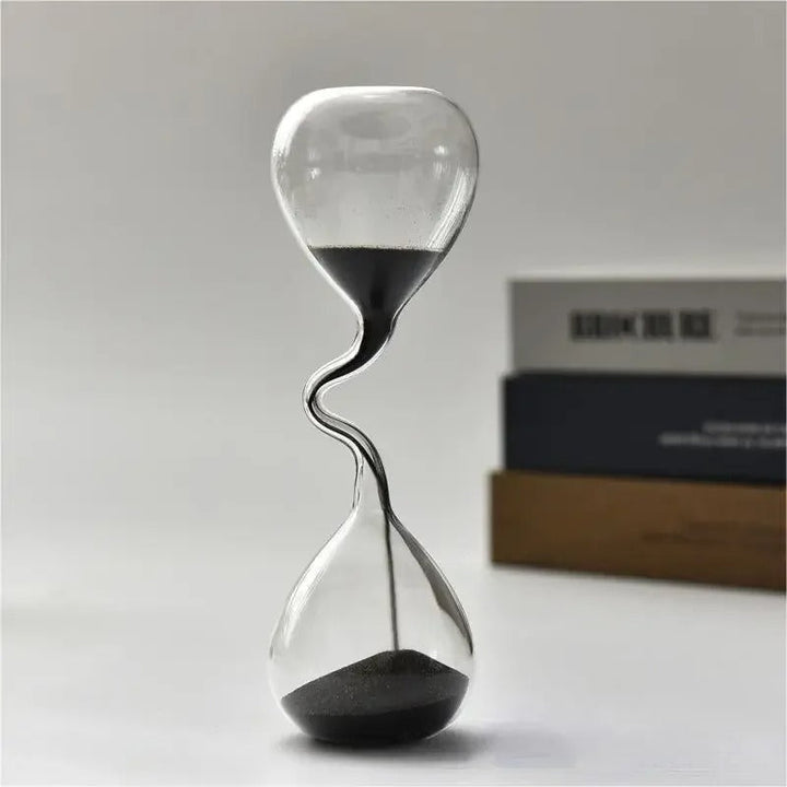 Curvy Black Hourglass Glass for Elegant Home Decor-Orizon Depot