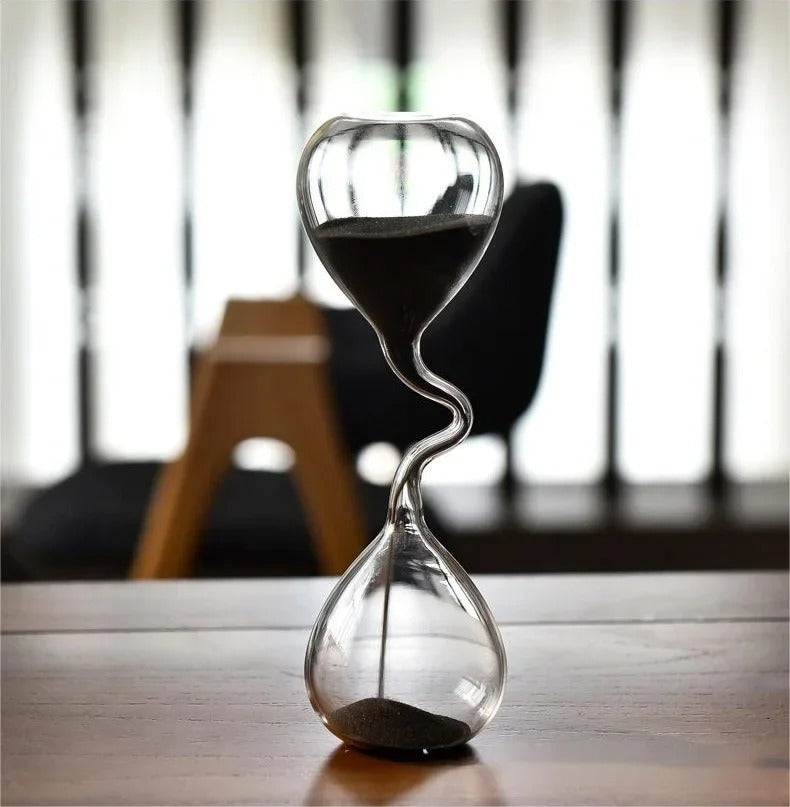 Curvy Black Hourglass Glass for Elegant Home Decor-Orizon Depot