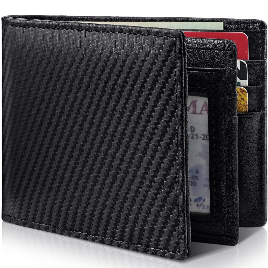 Men's Genuine Leather RFID Blocking Bifold Wallet for Home Decor