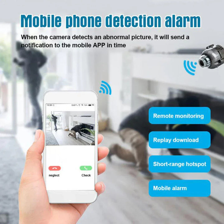Mini WiFi Camera with Night Vision and Motion Alerts
