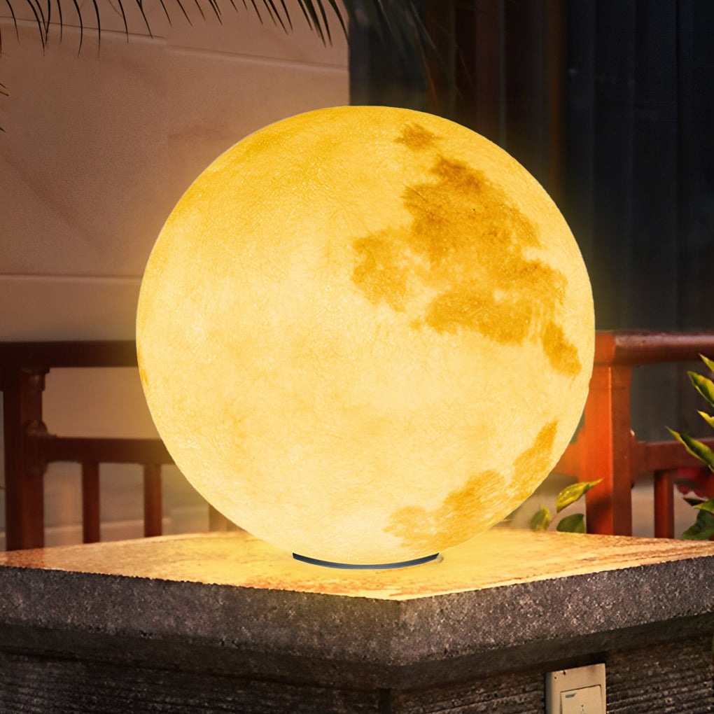 Moon-Shaped Stone Outdoor Decorative Pillar Light