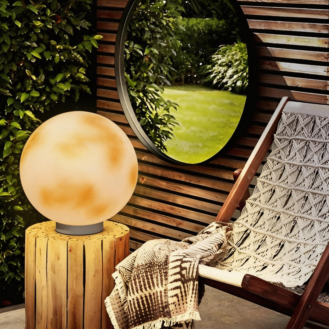 Moon-Shaped Stone Outdoor Decorative Pillar Light