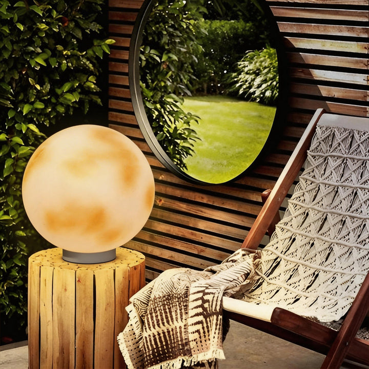 Moon-Shaped Stone Outdoor Decorative Pillar Light