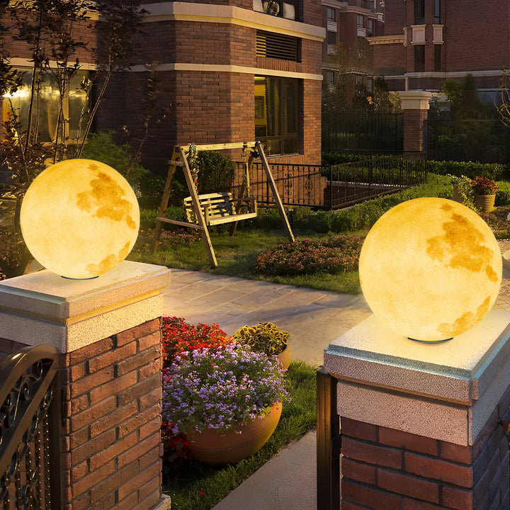 Moon-Shaped Stone Outdoor Decorative Pillar Light