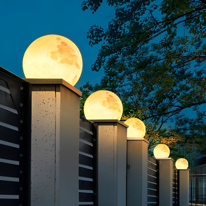 Moon-Shaped Stone Outdoor Decorative Pillar Light