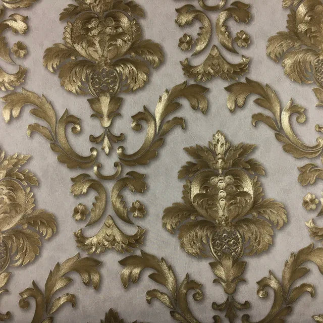 Gold Textured Classic 3D Damask Wallpaper for Elegant Decor-Orizon Depot