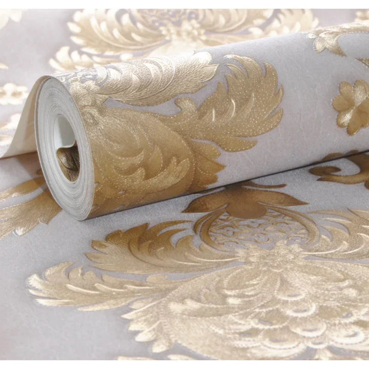 Gold Textured Classic 3D Damask Wallpaper for Elegant Decor-Orizon Depot