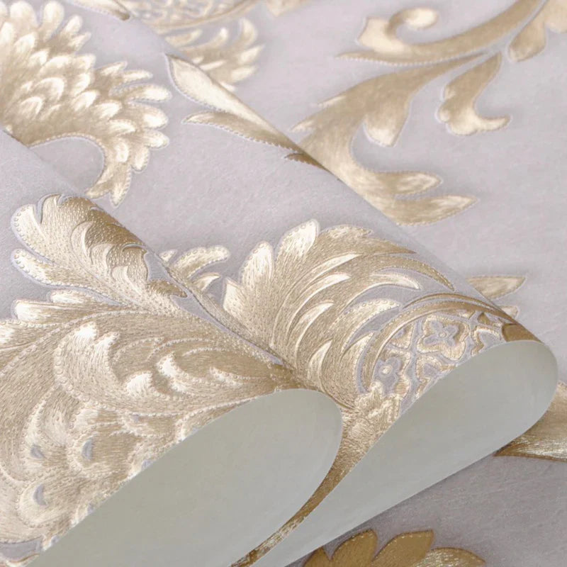 Gold Textured Classic 3D Damask Wallpaper for Elegant Decor-Orizon Depot