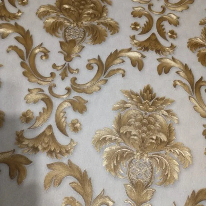 Gold Textured Classic 3D Damask Wallpaper for Elegant Decor-Orizon Depot