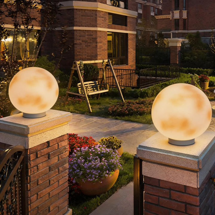 Moon-Shaped Stone Outdoor Decorative Pillar Light