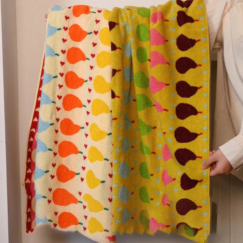 Soft Cotton Children's Towel with Pear Motif - Ideal for Kids-Orizon Depot