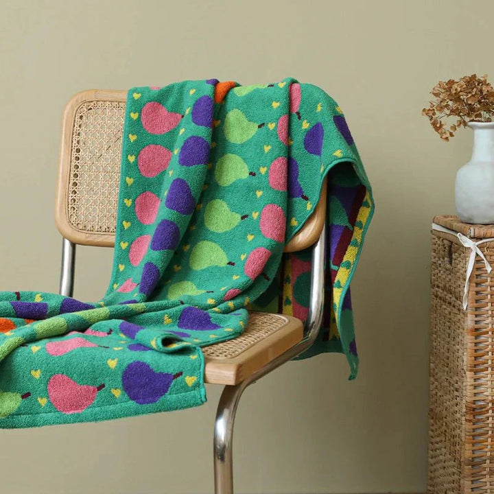 Soft Cotton Children's Towel with Pear Motif - Ideal for Kids-Orizon Depot