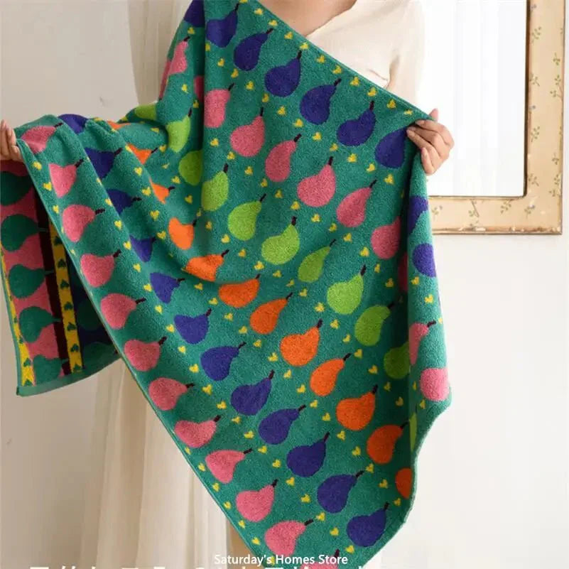 Soft Cotton Children's Towel with Pear Motif - Ideal for Kids-Orizon Depot