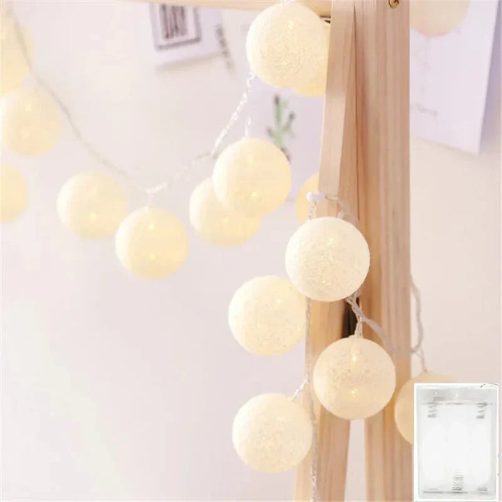 Pastel Cotton Ball Fairy Lights Garland for Home Decor-Orizon Depot