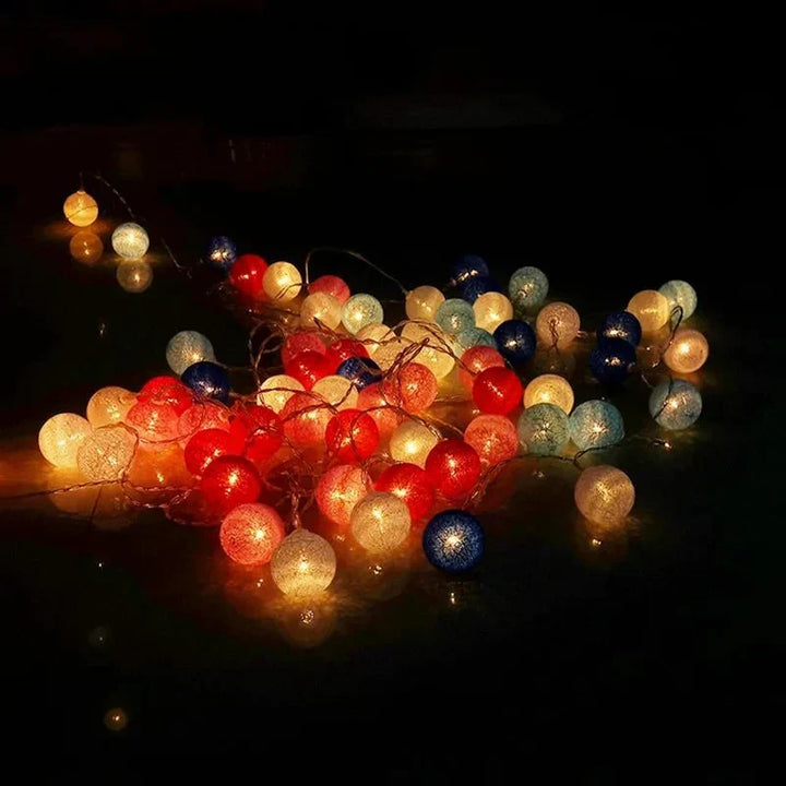 Pastel Cotton Ball Fairy Lights Garland for Home Decor-Orizon Depot