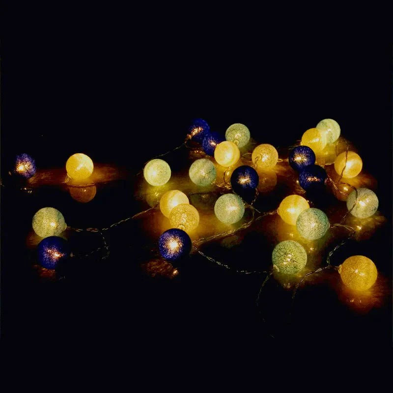 Pastel Cotton Ball Fairy Lights Garland for Home Decor-Orizon Depot