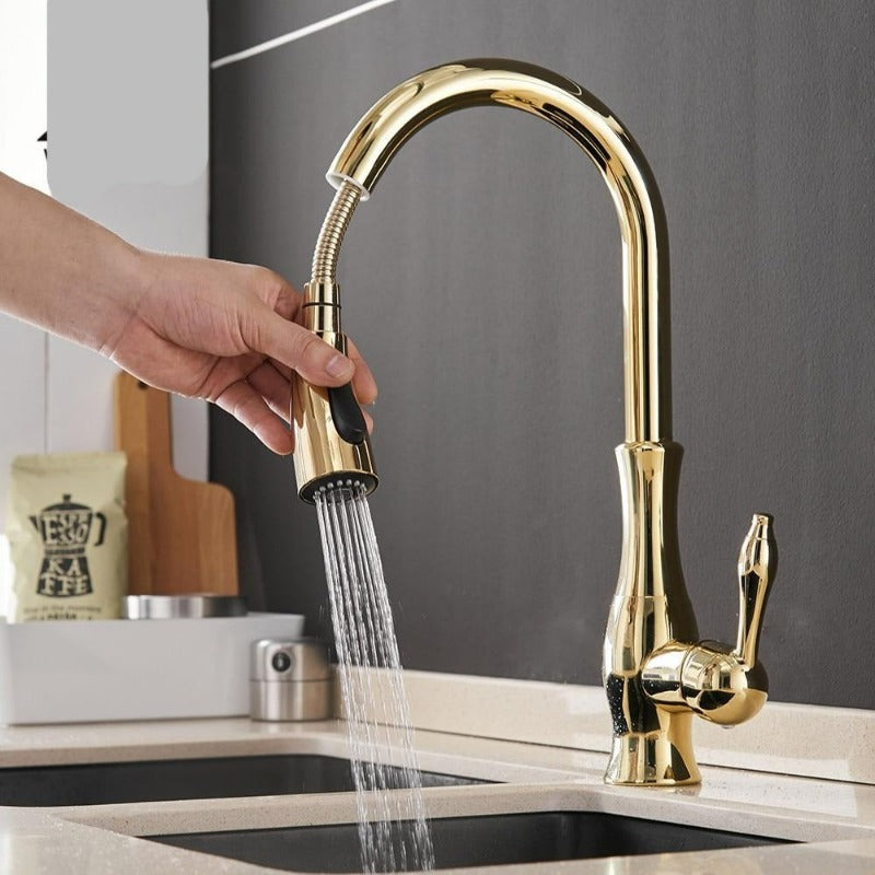 Retractable Kitchen Faucet - Easy Pull Down Spray Head-Orizon Depot