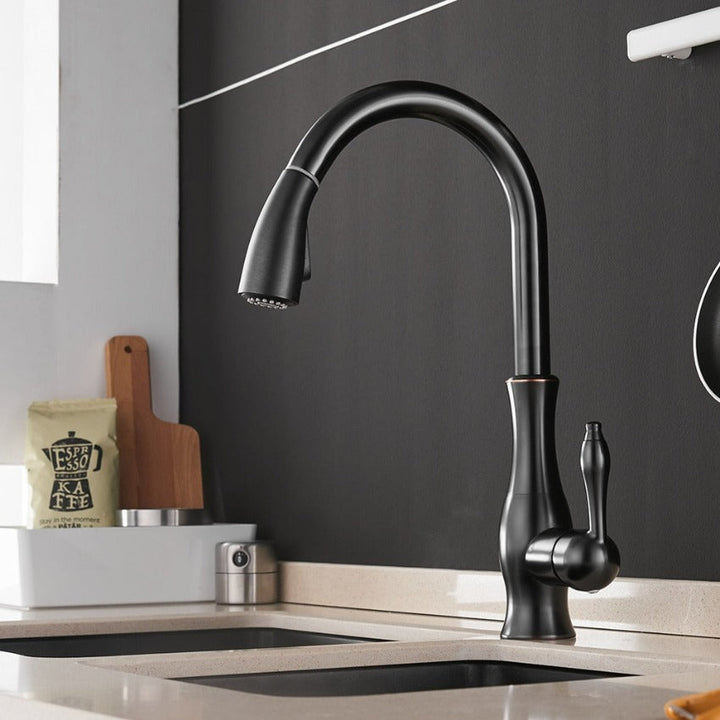 Retractable Kitchen Faucet - Easy Pull Down Spray Head-Orizon Depot