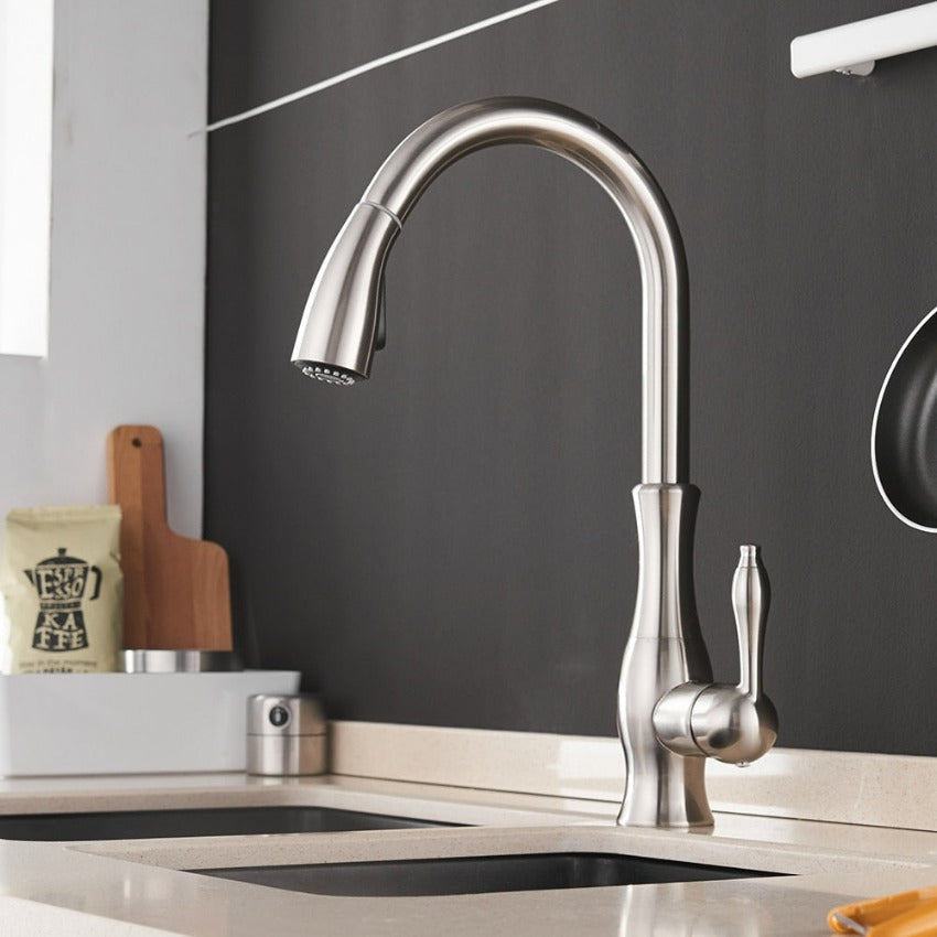 Retractable Kitchen Faucet - Easy Pull Down Spray Head-Orizon Depot
