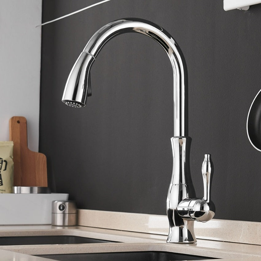 Retractable Kitchen Faucet - Easy Pull Down Spray Head-Orizon Depot