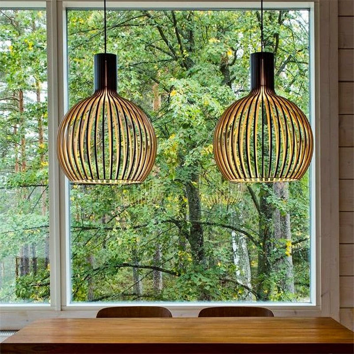 Natural Scandinavian Design Handcrafted Wooden Pendant Light