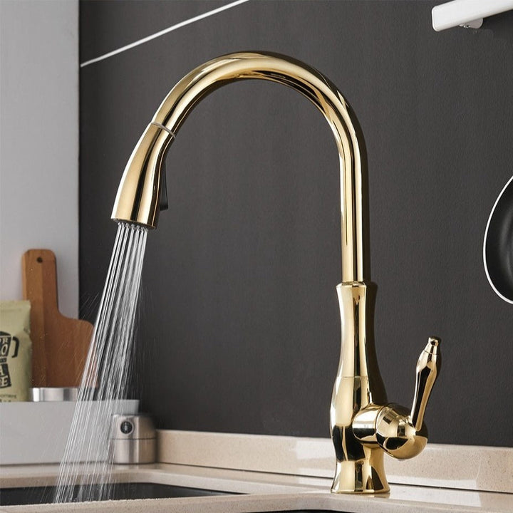 Retractable Kitchen Faucet - Easy Pull Down Spray Head-Orizon Depot