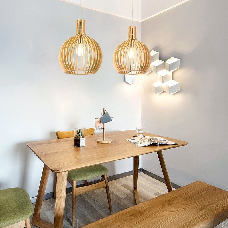 Natural Scandinavian Design Handcrafted Wooden Pendant Light