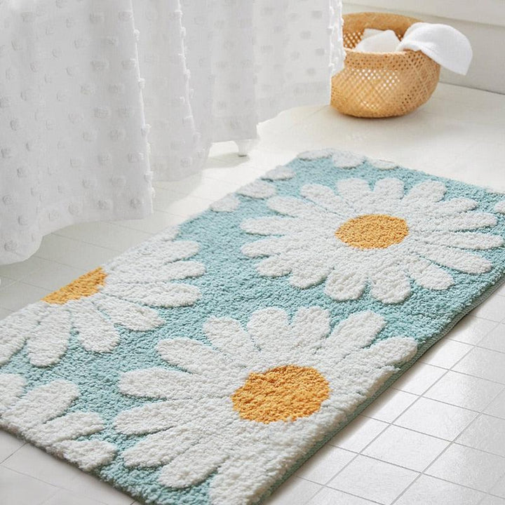 Daisy Bloom Floral Bath Mat for Stylish Bathroom Decor-Orizon Depot