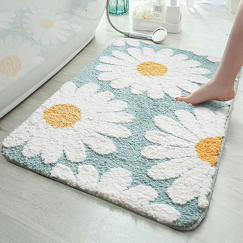 Daisy Bloom Floral Bath Mat for Stylish Bathroom Decor-Orizon Depot