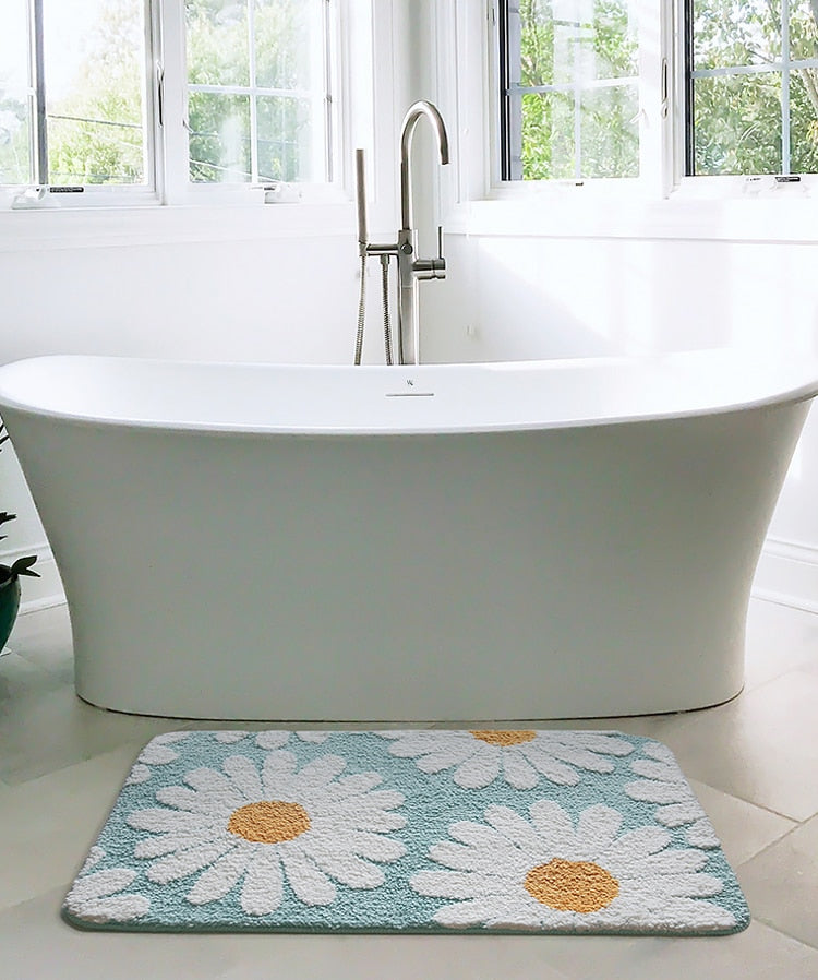 Daisy Bloom Floral Bath Mat for Stylish Bathroom Decor-Orizon Depot