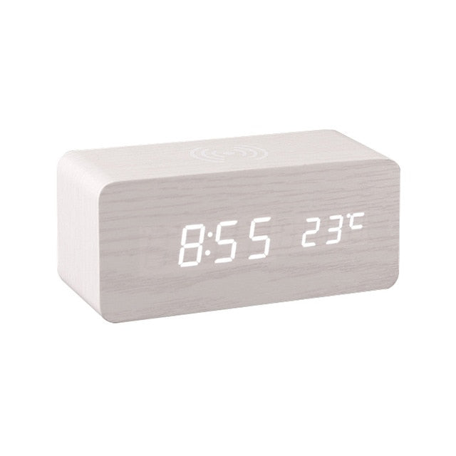 Modern Wood Wireless Charging Clock - Stylish and Functional Design-Orizon Depot