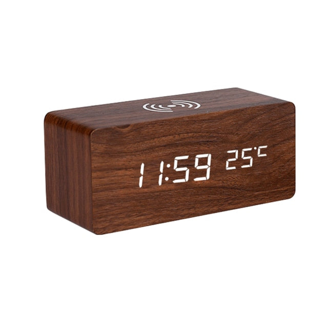 Modern Wood Wireless Charging Clock - Stylish and Functional Design-Orizon Depot